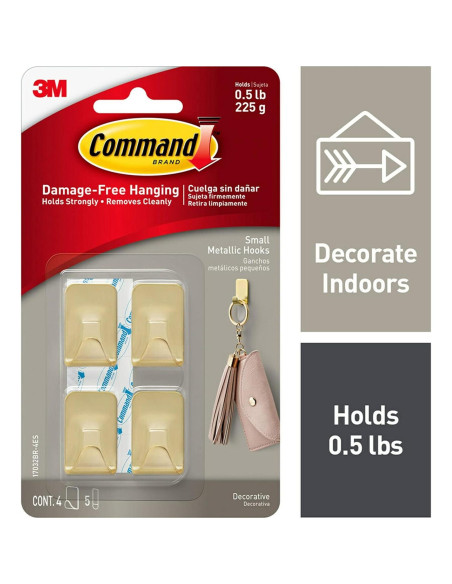 Ganchos Metálicos Command 17032BR-4ES, 16 Piezas, Latón