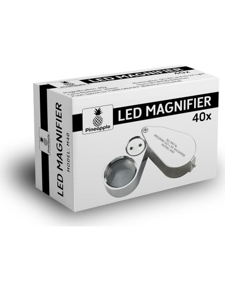 Lupa de Joyero Pineapple 40X con Luz LED y UV - Compacta
