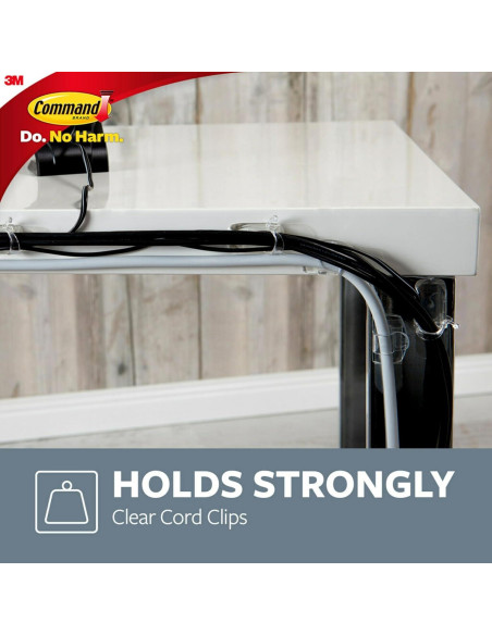 Clips de Cuerda Redondos Command, 10 Organizadores Transparentes