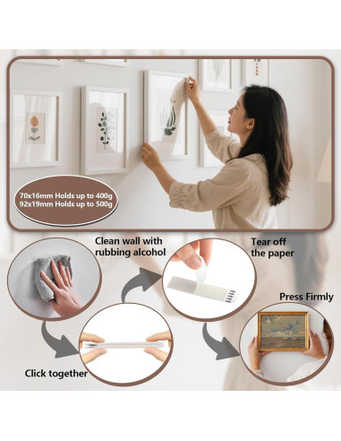 64 Tiras Adhesivas para Colgar Imágenes RAINFLOW - Carga Pesada