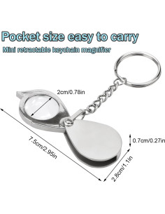 Lupa de bolsillo Rongon 10X con llavero y estuche plateada 2