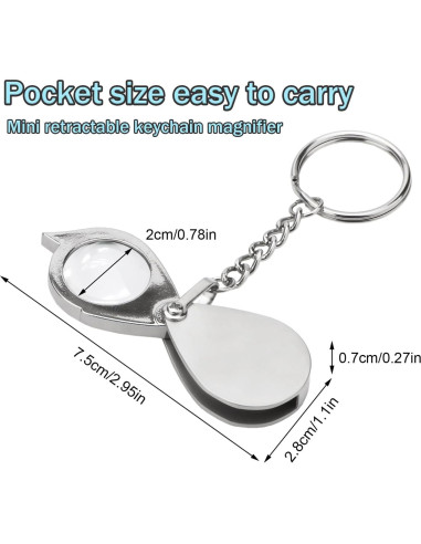 Lupa de bolsillo Rongon 10X con llavero y estuche plateada