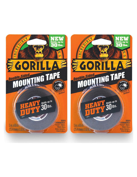 Cinta de Montaje Doble Cara Gorilla 2 Paquetes 2.54 cm x 152.4 cm