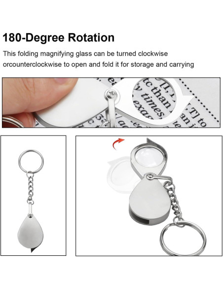 Lupa de bolsillo Rongon 10X con llavero y estuche plateada