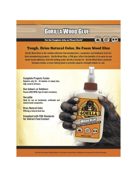 Pegamento para Madera Gorilla 4 oz - Paquete de 12 Botellas