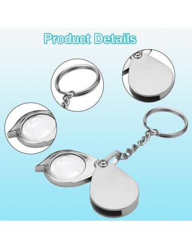 Lupa de bolsillo Rongon 10X con llavero y estuche plateada