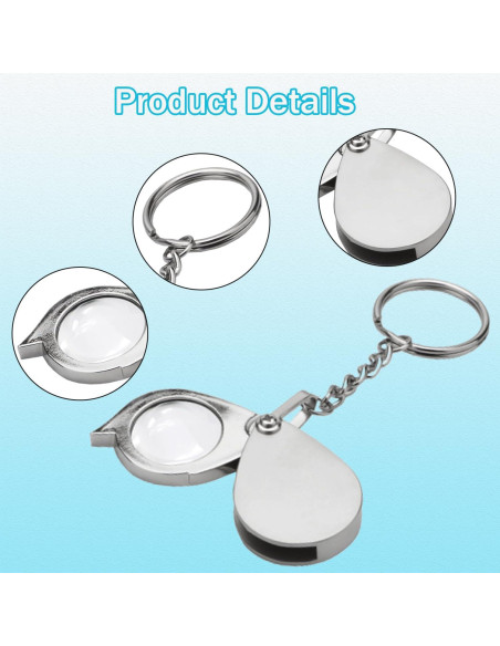 Lupa de bolsillo Rongon 10X con llavero y estuche plateada