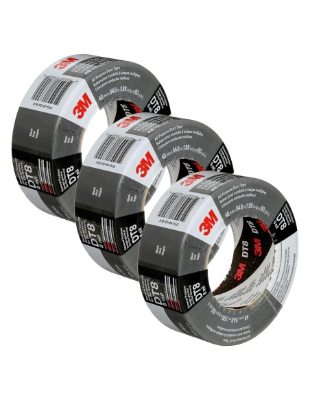 Cinta adhesiva 3M DT8 negra, 3 rollos, 4.78 cm x 54.86 m