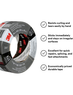 Cinta adhesiva 3M DT8 negra, 3 rollos, 4.78 cm x 54.86 m 2