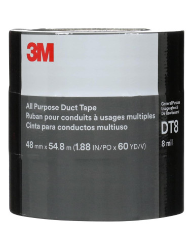 Cinta adhesiva 3M DT8 negra, 3 rollos, 4.78 cm x 54.86 m