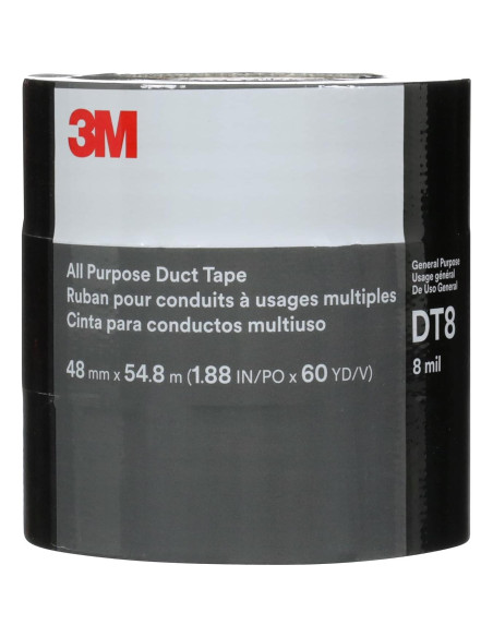 Cinta adhesiva 3M DT8 negra, 3 rollos, 4.78 cm x 54.86 m