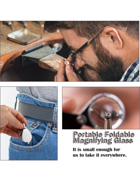 Lupa de bolsillo Rongon 10X con llavero y estuche plateada