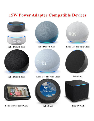 Adaptador de Corriente 15W para Echo Dot y Echo Show - SHENZHEN HENG TAI YING