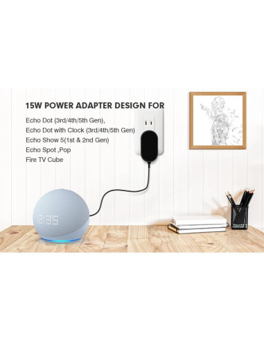 Adaptador de Corriente 15W para Echo Dot y Echo Show - SHENZHEN HENG TAI YING
