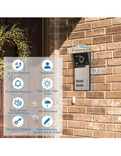 Intercomunicador Video WOLILIWO 7" HD 1-Cámara 2-Monitores 2