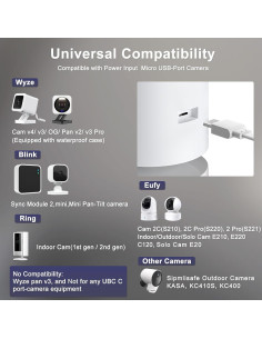 Cable de Alimentación de 9m Micro USB Xwartre para Cámaras 2