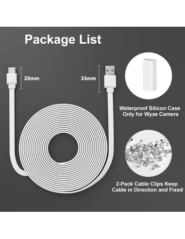 Cable de Alimentación de 9m Micro USB Xwartre para Cámaras