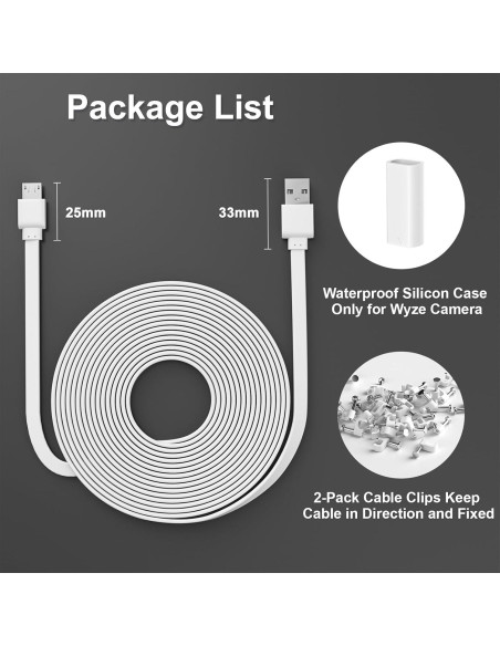 Cable de Alimentación de 9m Micro USB Xwartre para Cámaras