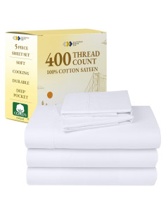 Sábanas Split King California Design Den 400 Hilos Algodón Blanco