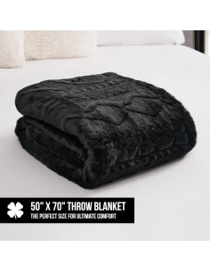 Manta de Piel Sintética de Conejo Lucky Brand 127x178cm Negra 2