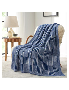 Manta de Piel Sintética Snuggle Sac 127x152 cm Marino Jaspeado