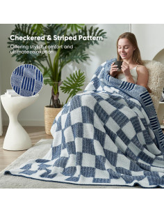 Manta de Piel Sintética Snuggle Sac 127x152 cm Marino Jaspeado 2