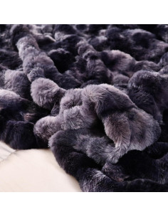 Manta de Piel Sintética H&D 127x152 cm Gris Oscuro 2