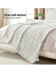 Manta de Piel de Conejo Falsa DREAMNINE 127x152 cm Blanca 2