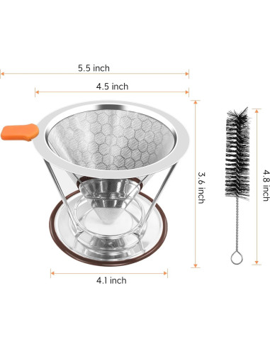 Goteador de Café Reutilizable X-VESOLJE 1-2 Tazas Acero Inoxidable