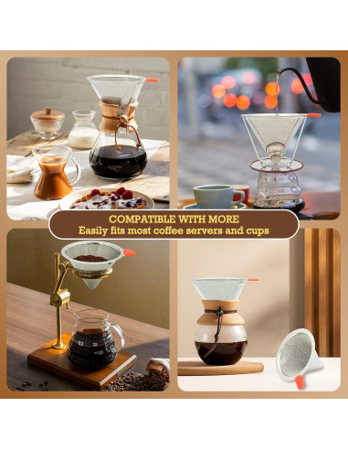 Goteador de Café Reutilizable X-VESOLJE 1-2 Tazas Acero Inoxidable