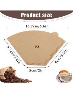 200 Filtros de Café Prudiut No. 2 Desechables Sin Blanquear 2