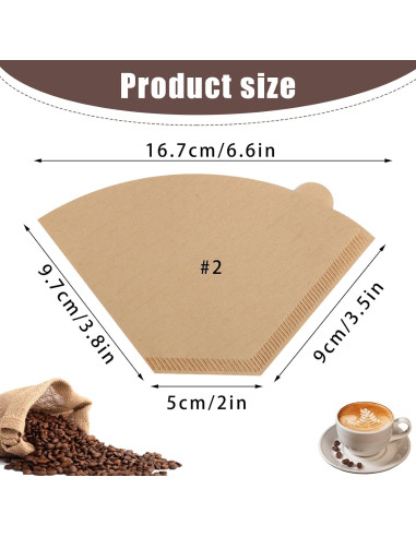 200 Filtros de Café Prudiut No. 2 Desechables Sin Blanquear