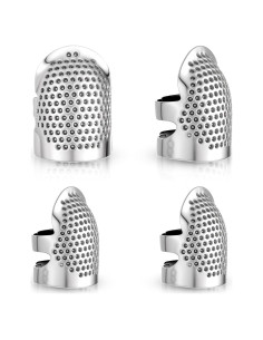 4 Dedales de Costura Ajustables Apausvcm - Metal Plateado S/M