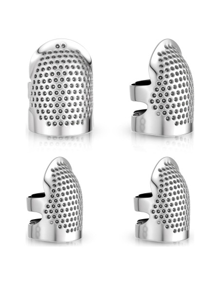4 Dedales de Costura Ajustables Apausvcm - Metal Plateado S/M