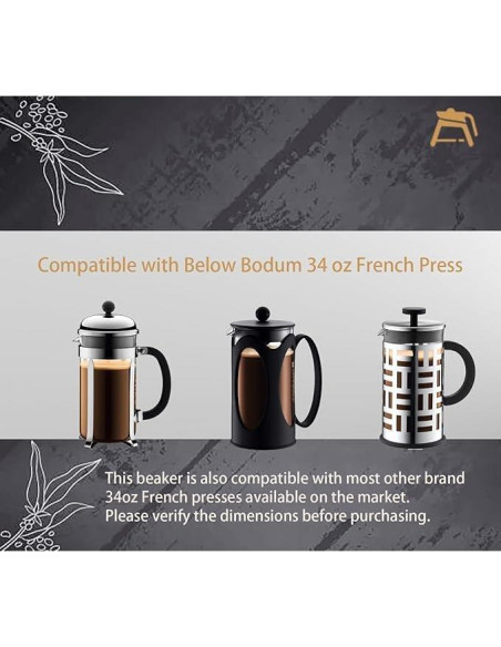 Jarra de Vidrio Reemplazo Bodum Prensa Francesa 1L Jarra de Vidrio Reemplazo Bodum Prensa Francesa 1L