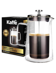 Cafetera Prensa Francesa Kaffe 800ml Doble Pared Vidrio