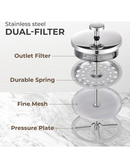 Cafetera Prensa Francesa Kaffe 800ml Doble Pared Vidrio