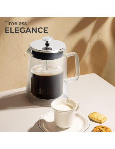 Cafetera Prensa Francesa Kaffe 800ml Doble Pared Vidrio