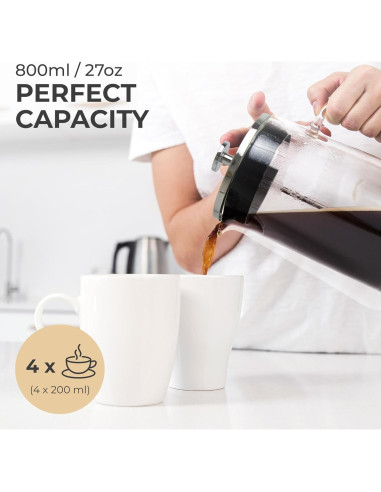 Cafetera Prensa Francesa Kaffe 800ml Doble Pared Vidrio