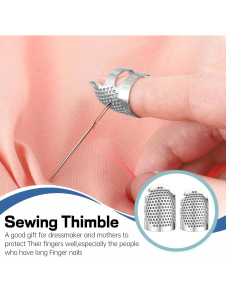 4 Dedales de Costura Ajustables Apausvcm - Metal Plateado S/M