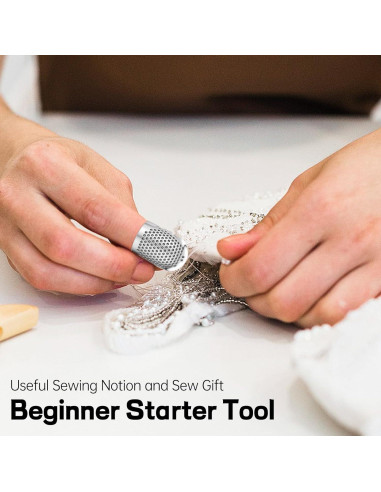 4 Dedales de Costura Ajustables Apausvcm - Metal Plateado S/M