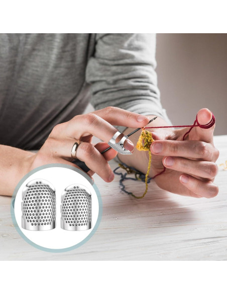 4 Dedales de Costura Ajustables Apausvcm - Metal Plateado S/M