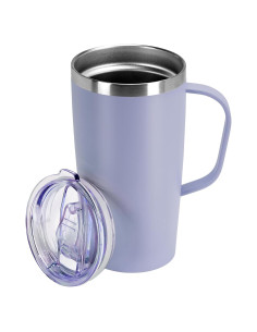Taza de Café Aislada MEBRUDY 560ml con Tapa y Asa Púrpura