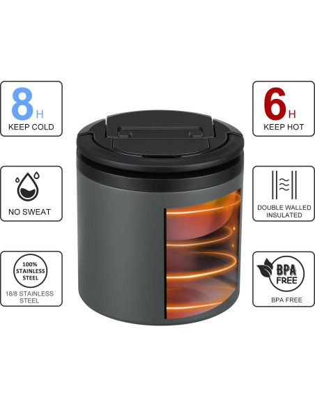 Frasco de Comida Aislado 1.2L Morefeel con Tapa a Prueba de Fugas