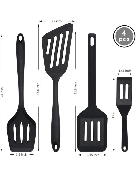 Juego de Espátulas de Silicona Pharamat - 4 Piezas, 20.3 a 34.5 cm