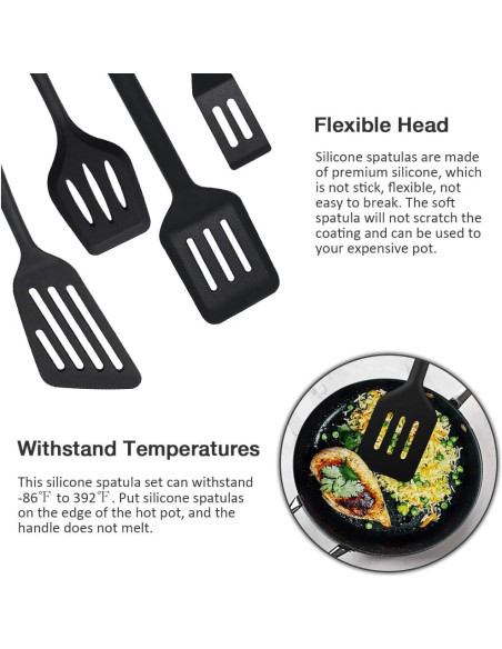 Juego de Espátulas de Silicona Pharamat - 4 Piezas, 20.3 a 34.5 cm