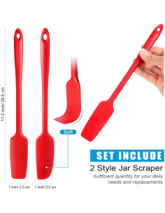 Espátulas de Silicona Patelai 28 cm 2 Piezas Rojas Antiadherentes 2