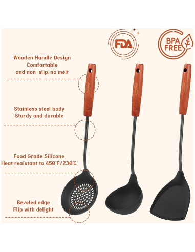 Juego de Utensilios de Cocina FJNATINH Silicona 3 Piezas