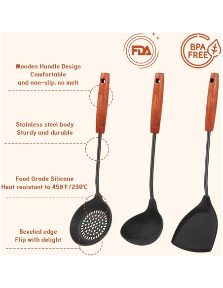 Juego de Utensilios de Cocina FJNATINH Silicona 3 Piezas