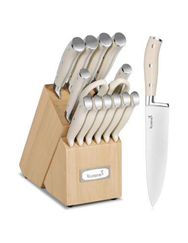 Juego de cuchillos KUISINE 15PCS acero inoxidable con afilador